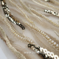 100% Polyester Knit Beads Sequin Embroidery Mesh Fabric